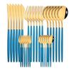 30pcs Gold Dinnerware Set Stainless Steel Dinner Knife Fork Coffee Spoon Teaspoon Flatware Dishwasher Safe Kitchen Tableware Set