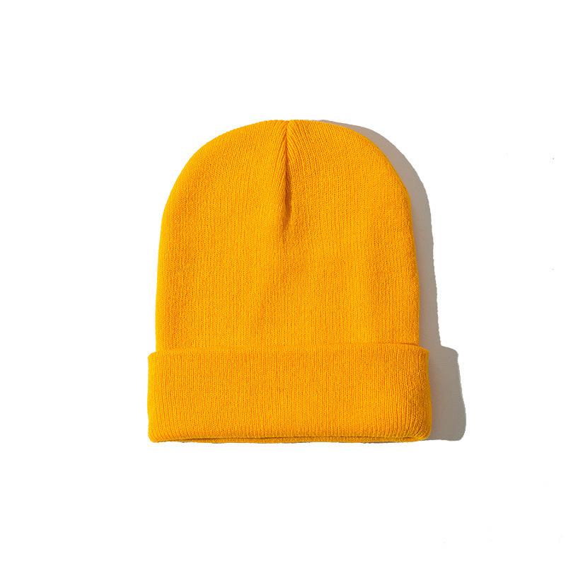 Autumn Winter Warm Hats Small Batch 3D Embroidery Solid Color Plain Knitted Hats with Heat Transfer Printing Processing