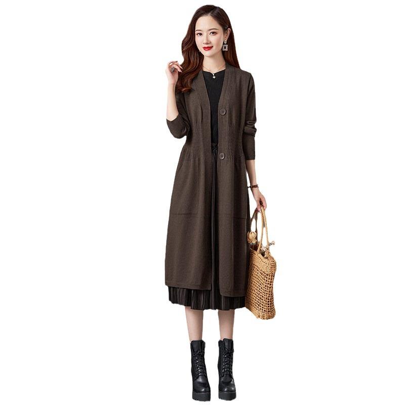 2024 Trendiger Overknee-Cardigan: Mittellanger, locker gestrickter Schal mit tailliertem Design