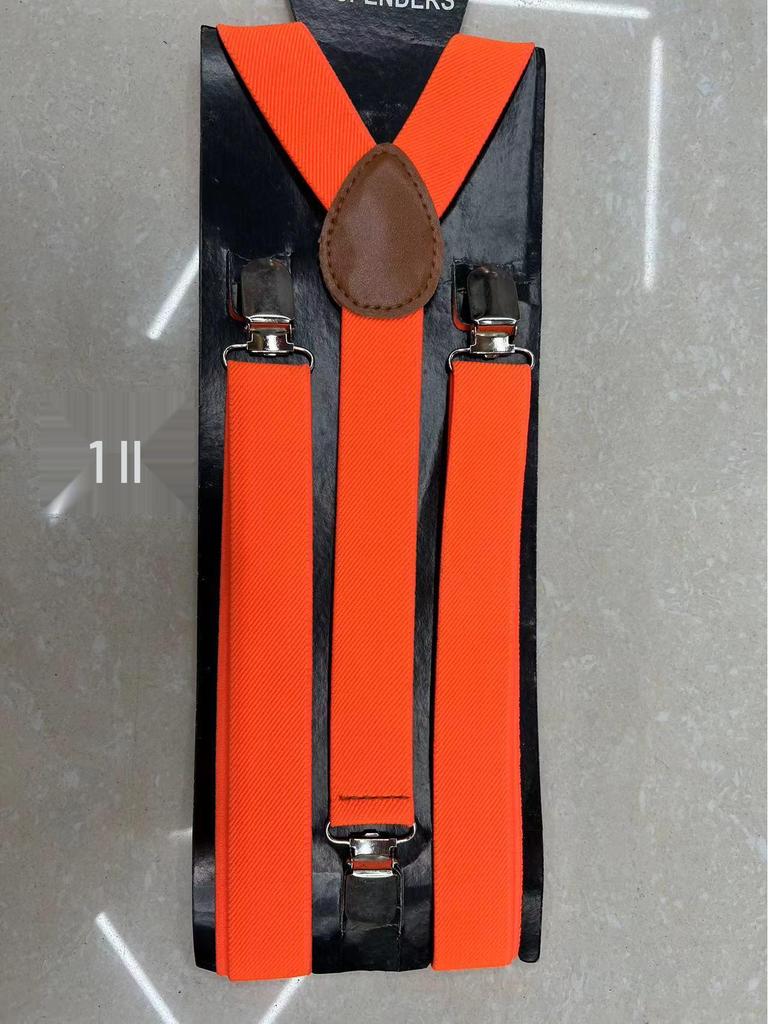 Unisex Black Adjustable Three-Clip High-Elastic Suspenders for Dress Pants