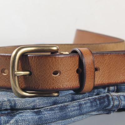 Cinturón Grueso de Piel de Vaca para Mujer Botón de Cobre Puro Parte Superior de Piel de Vaca Todo a Juego Casual Jeans Cinturón de Alta Calidad Retro Lujo Cinturón de Mujer