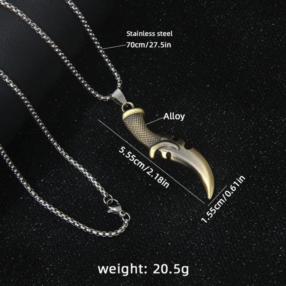 Nuova Collana con Ciondolo Coltello a Texture Geometrica da Uomo Stile Punk Hip-Hop Catena per Maglione Dominante Accessorio Vendita all'Ingrosso