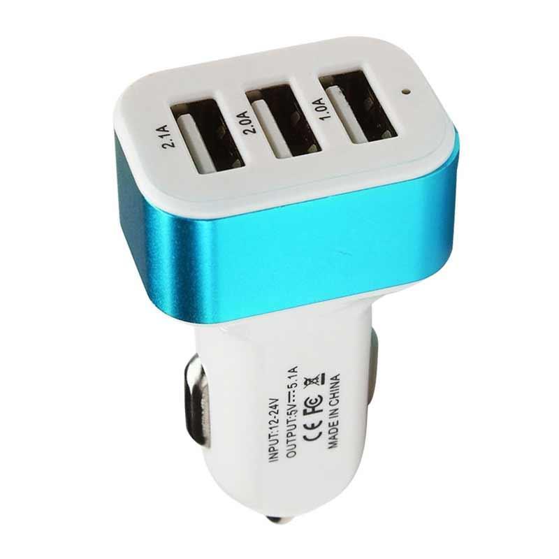 

Универсальный тройной USB-адаптер для автомобильного зарядного устройства USB-разъем 3 порта Автомобильное зарядное устройство 3.1A 2.1A 1.1A для iPhone 6 синий