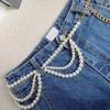Blingbling Multilayer Pearls Waist Chain Adjustable Length For Women Elegant Retro Jewelry Accessory