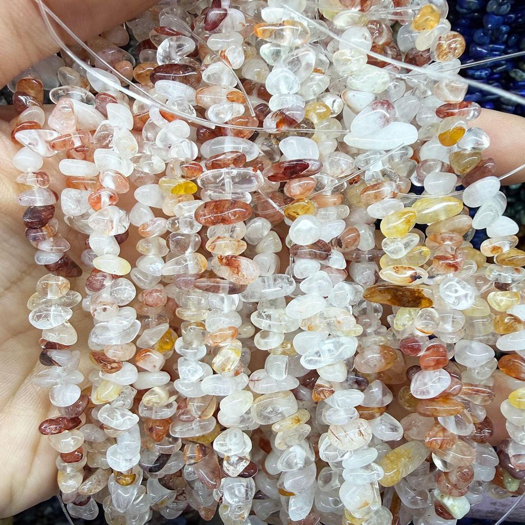 3-5mm Natural Crystal Agate Crushed Stone Beads, Irregular DIY Jewelry Accessories, Loose with Hole