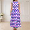 Women Plus Size Round Neck Triple Keyhole Cutout Sleeveless Printed Long Dress