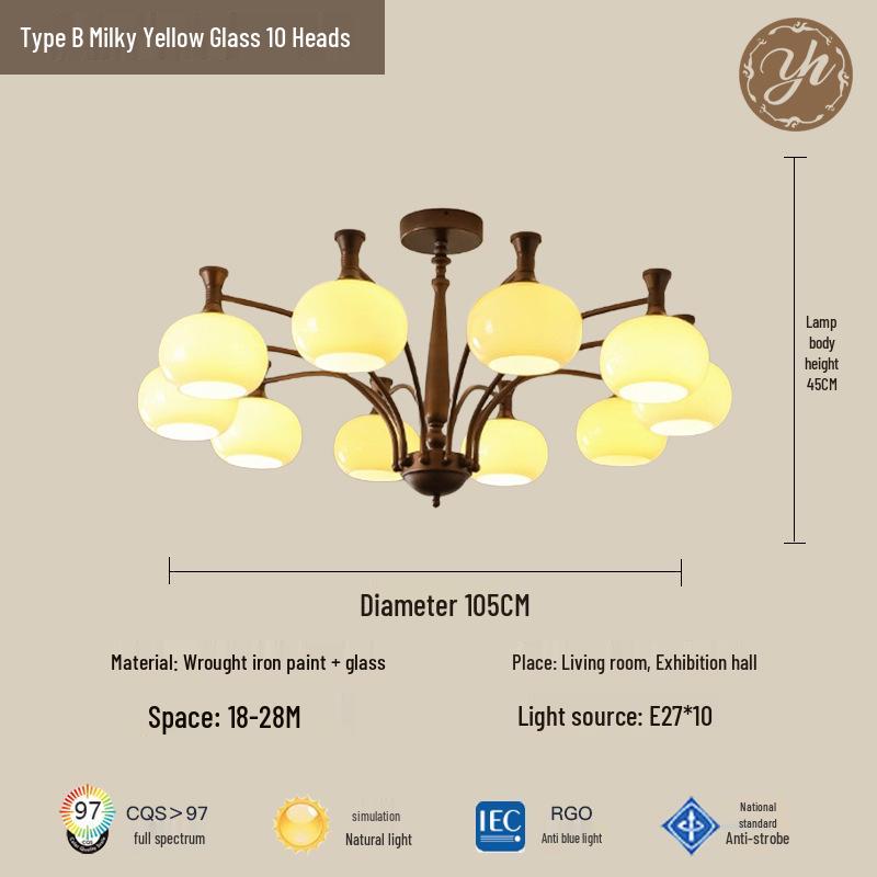 2025 French Mid-Century Luxury Chandelier: Retro American Persimmon Hall Lighting Fixture