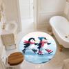 Snowy Day Penguin,Round Area Rug,Carpet Rug for Living Room Bedroom Sofa Playroom Decor,Non-slip Floor Mat