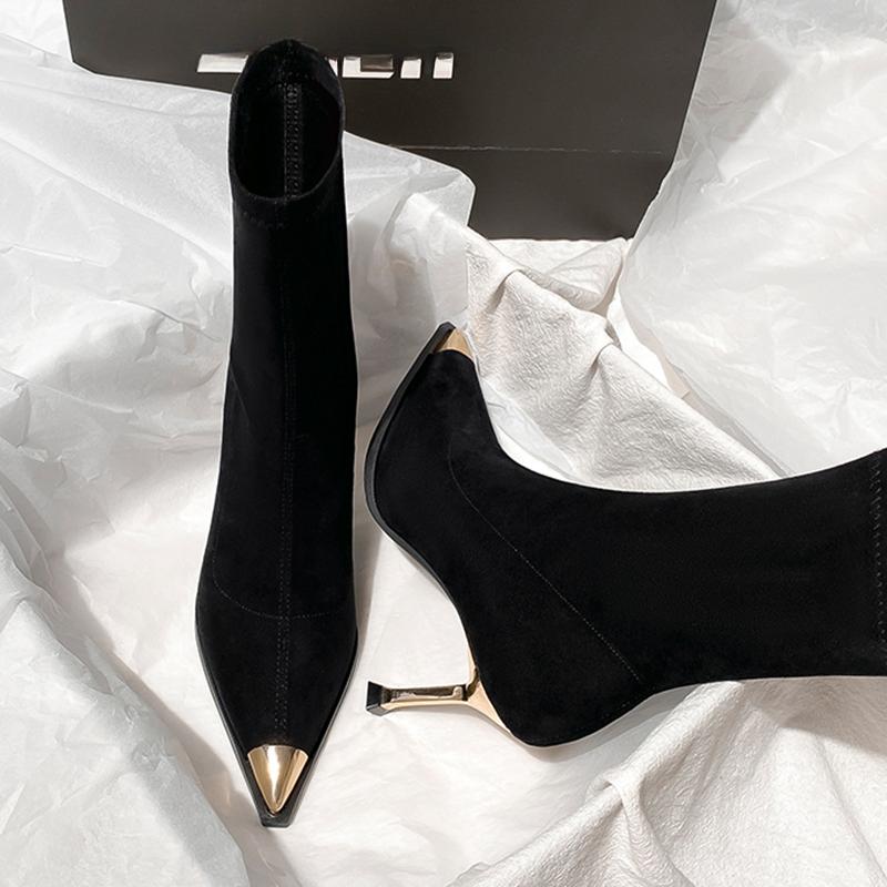 Sexy kotníčkové boty na vysokém podpatku Dámské boty Elegantní boty se špičatou špičkou Módní Luxusní Zimní boty Lodičky Gotické Mujer Botas