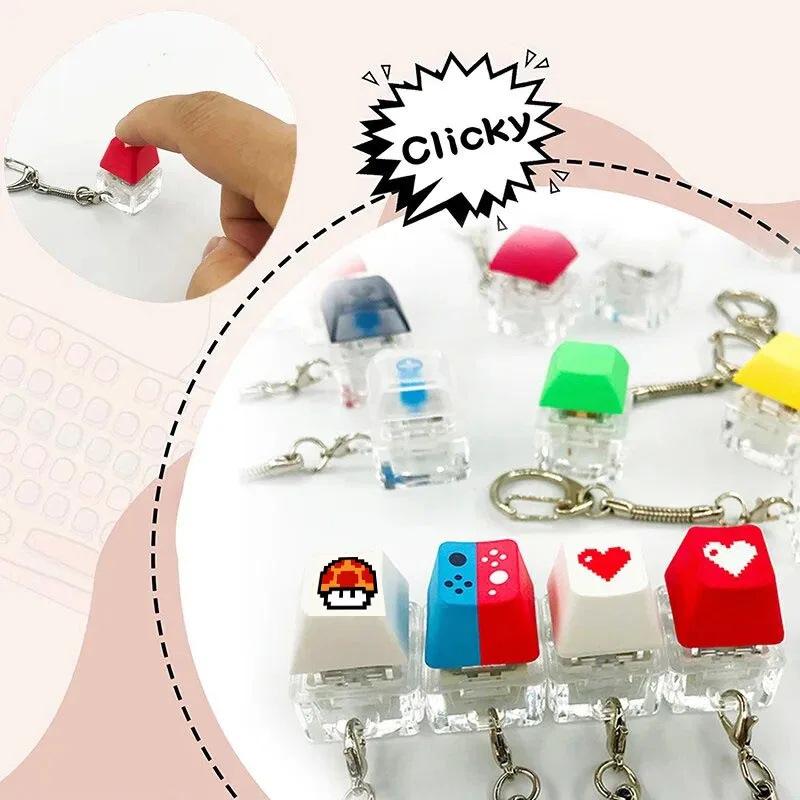 Lustiger Mechanischer Tastatur Schlüsselanhänger Kreativer Tastatur Fidget Stressabbau Schlüsselanhänger Dekompression Spielzeug Schlüsselhalter Geschenke