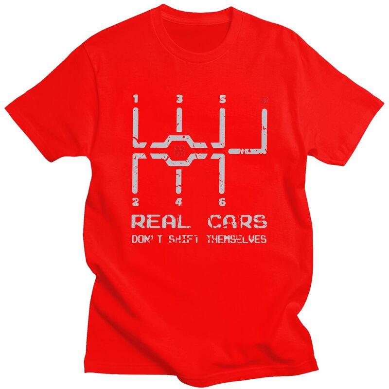 Real Cars Dont Shift Themselves Distressed Drifting T Shirt for Men Tshirt Streetwaer Short Sleeve Tee Shirt Clothing Gift S