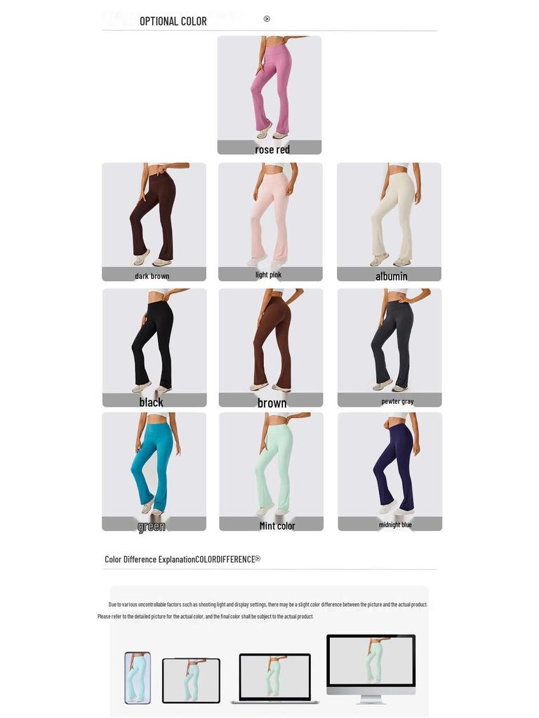 Women's High Waist Slimming Flare Yoga Pants - Butt Lifting Cropped Fitness & Running Trousers