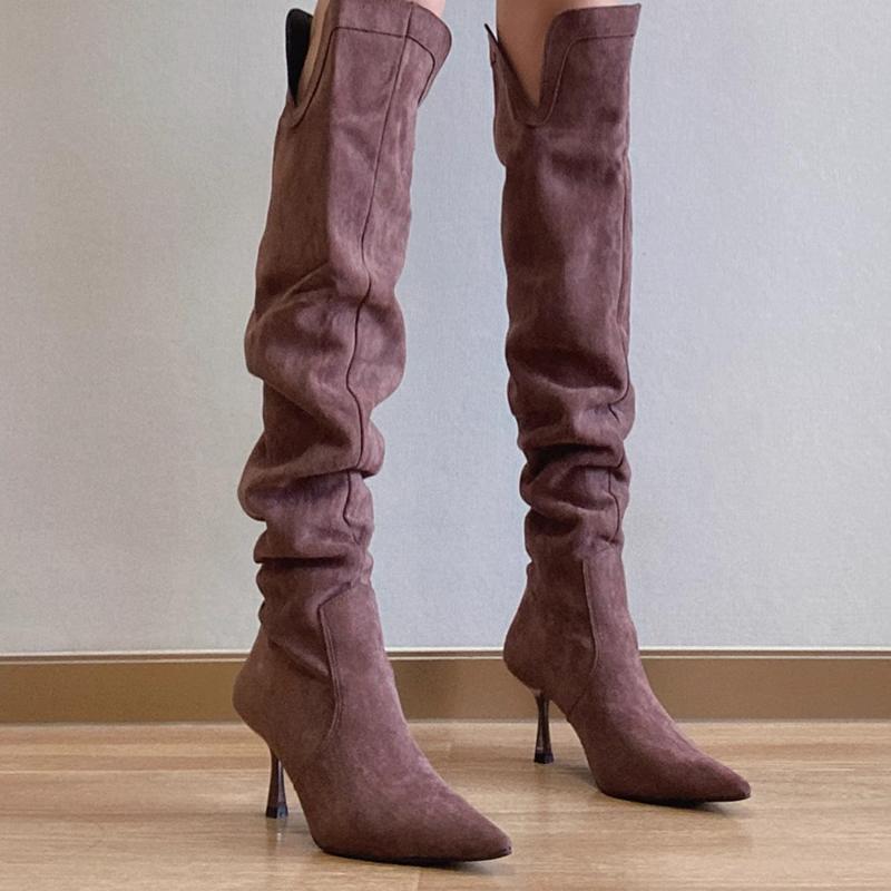 Fashion High Boots for Women High Heels Luxury Shoes Pointed Toe Fashoin Designer Pumps Winter 2025 Knee High Chelsea Botas De Mujer