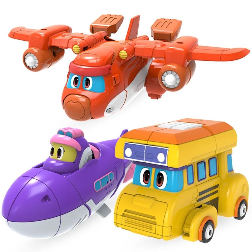 Newest 3pcs/set ABS Min Deformation Gogo Dino Action Figures Transformation Car Airplane Dinosaur Toys for Kids Gift