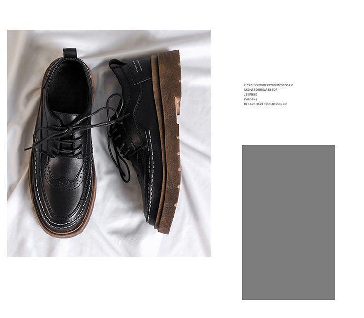 Men's 2025 Autumn/Winter Black Leather Shoes: British Business, Casual, & Wedding Styles - Low-Top Martin Boots