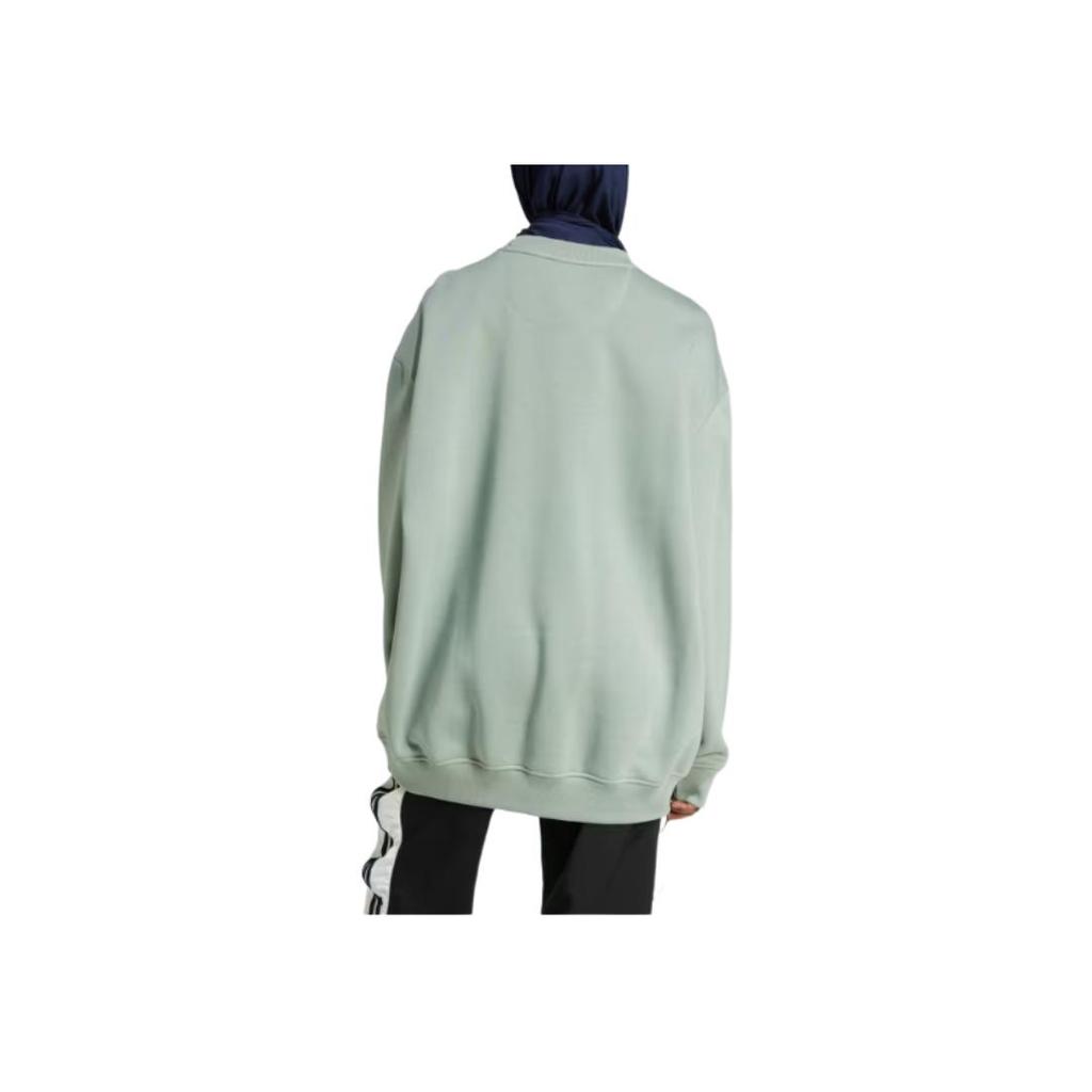 adidas Originals Logo Print Crew Neck Pullover Drop Shoulder Long Sleeve Sweatshirt Women Sweatshirt Green JD1539
