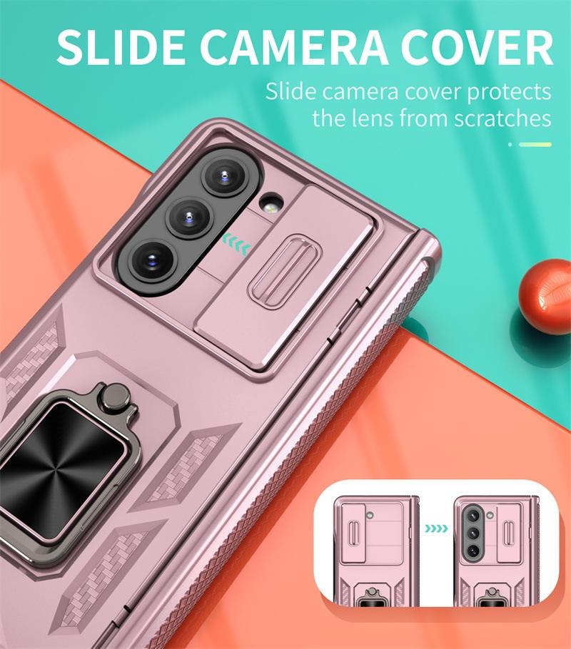 Odolné pouzdro Hinge Protection Phone Armor pro Samsung Galaxy Z Fold 8 Ultra / 7 6 5 s 360° magnetickým kroužkem a stojánkem