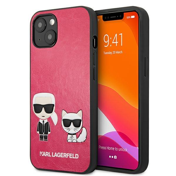 Etui do iPhone 13 mini Karl Lagerfeld Ikonik Karl & Choupette Fuksja