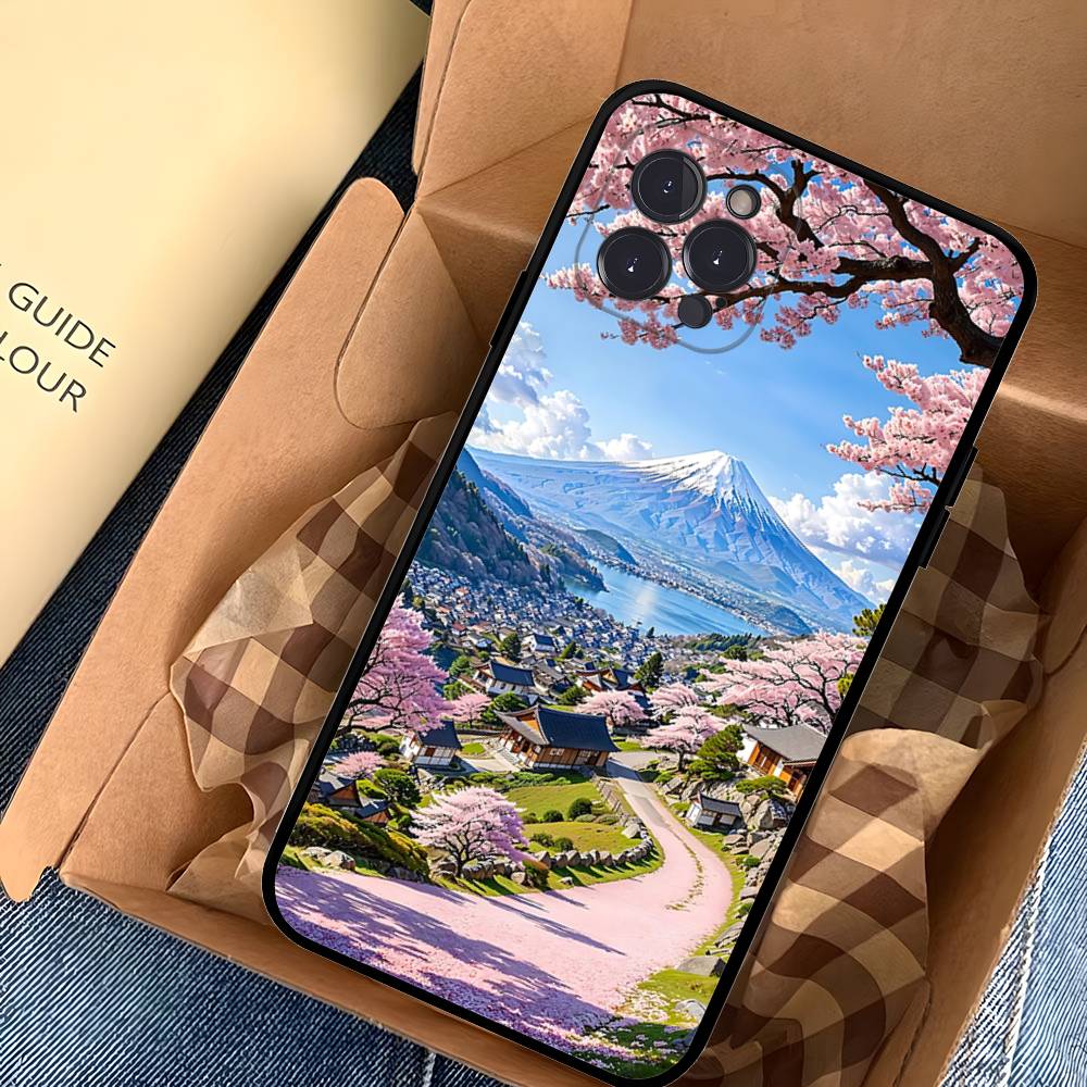 Japanese Mount Landscape Wave Phone Case For IPhone 17 Pro Max Air Back Cover 16 15 14 13 12 11 Pro Max Case