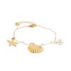 Bracelet - LUXENTER - Sea Breeze - White Pearl - 18 Carat Yellow Gold Finish - Maritime Motifs