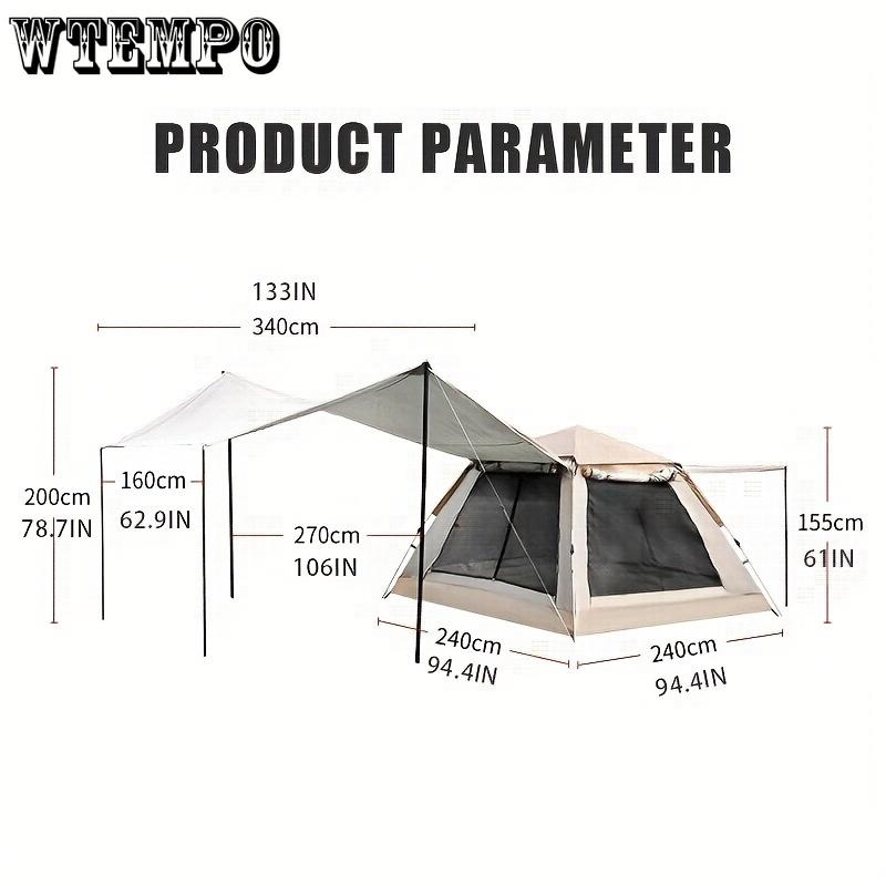 Große Zelt- und Baldachin-Kombination für 5–8 Personen, schnell aufzubauen und einziehbar, inkl. tragbarer Aufbewahrungstasche, Metallrahmen, weiß – ideal für den Innenhof