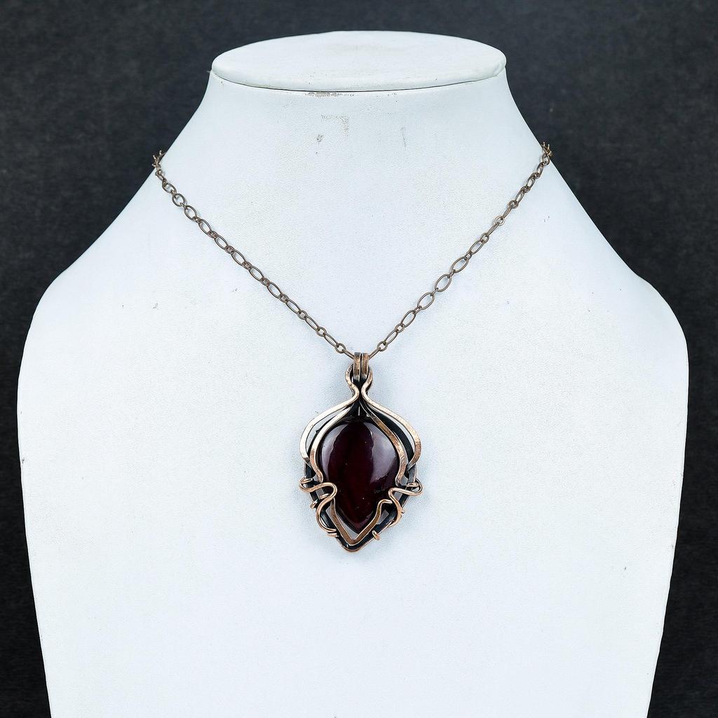 Pandantiv Labradorit Roșu Flash, Bijuterii Înfășurate în Sârmă de Cupru 999, Pandantiv Bijuterii cu Piatră Prețioasă, Bijuterii Cadou de Nuntă Handmade