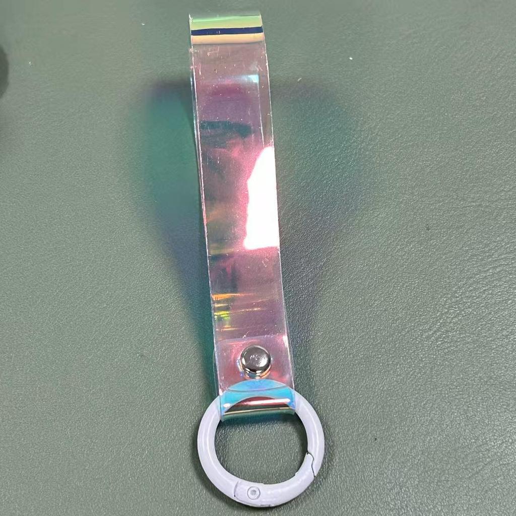 Custom Laser Iridescent PVC Triangle Buckle Phone Lanyard Keychain Pendant