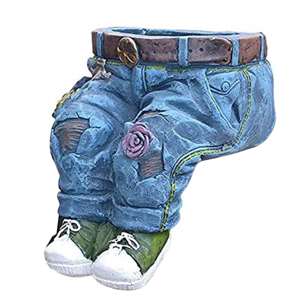 Good-Denim Clothes Pants Resin Flower Pots Creative Jeans Planter Garden Decoration Creative Jeans Shape Resin DIY
