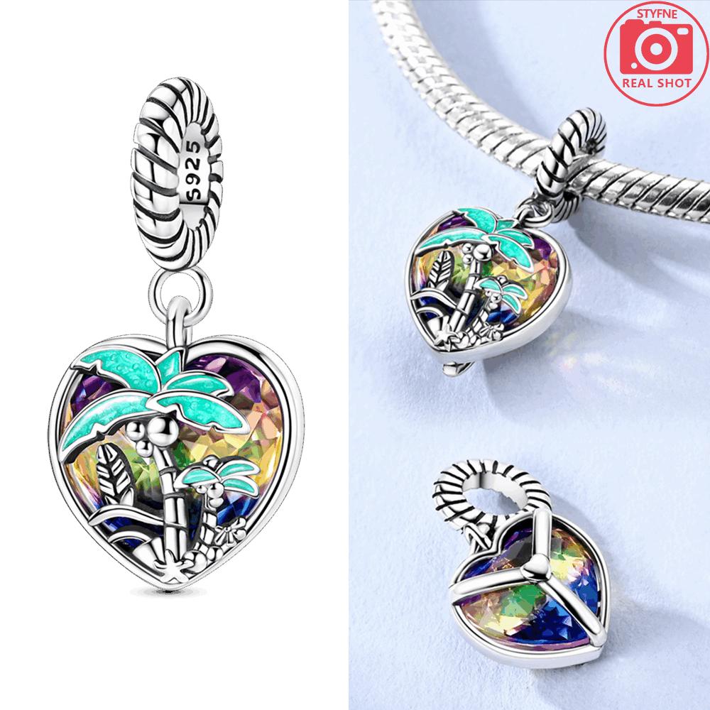 Original Charm Copper Purple Heart Pendant Pink Arrow Cat Dog Bead Fit Bracelet Women Accessory Valentines Gift Jewelry