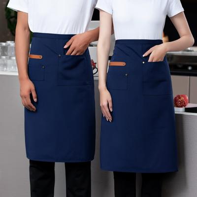 Solid Color Kitchen Apron Multi-pocket Working Clothes New Waitress Apron  Restaurant Use