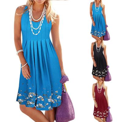 Women's Summer   Print Casual Sleeveless Beach Dress Short Dress