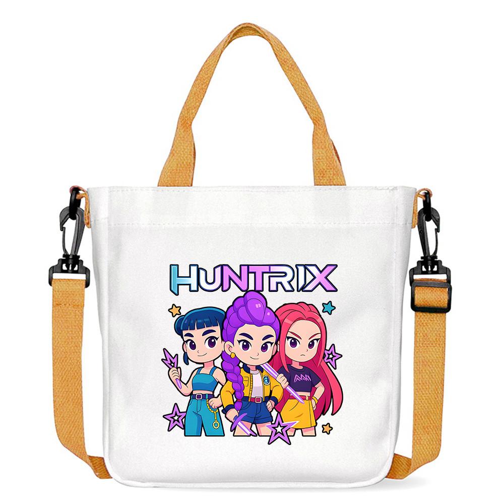Kids Girls Kpop Hunters Derpy Rumi Zoey Mira Printed Student Lightweight Crossbody Bag Casual Canvas Shoulder Bags