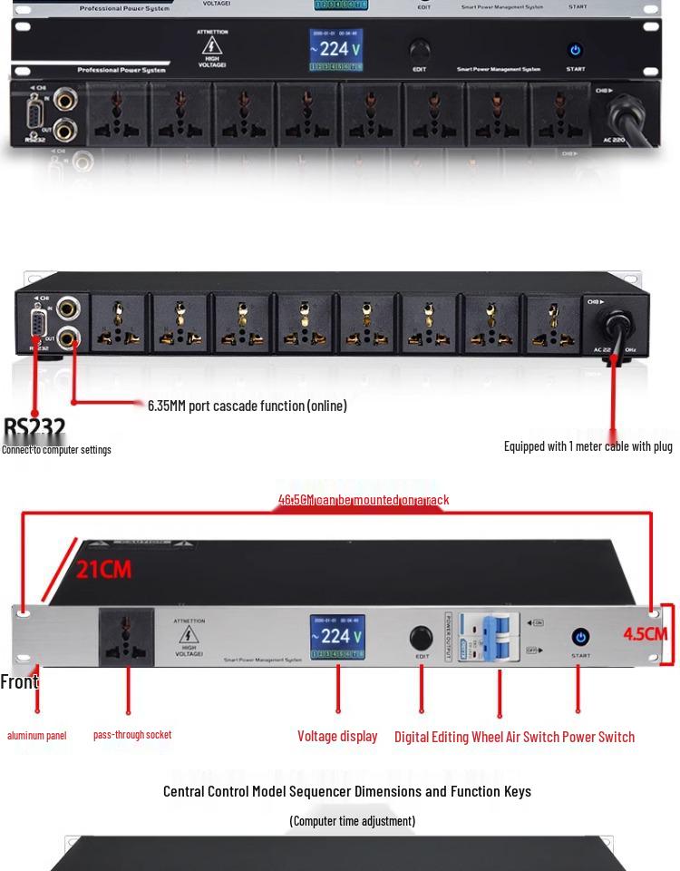 Professional RS232 Central Control Sequencer for Public Address and Theater Power Management