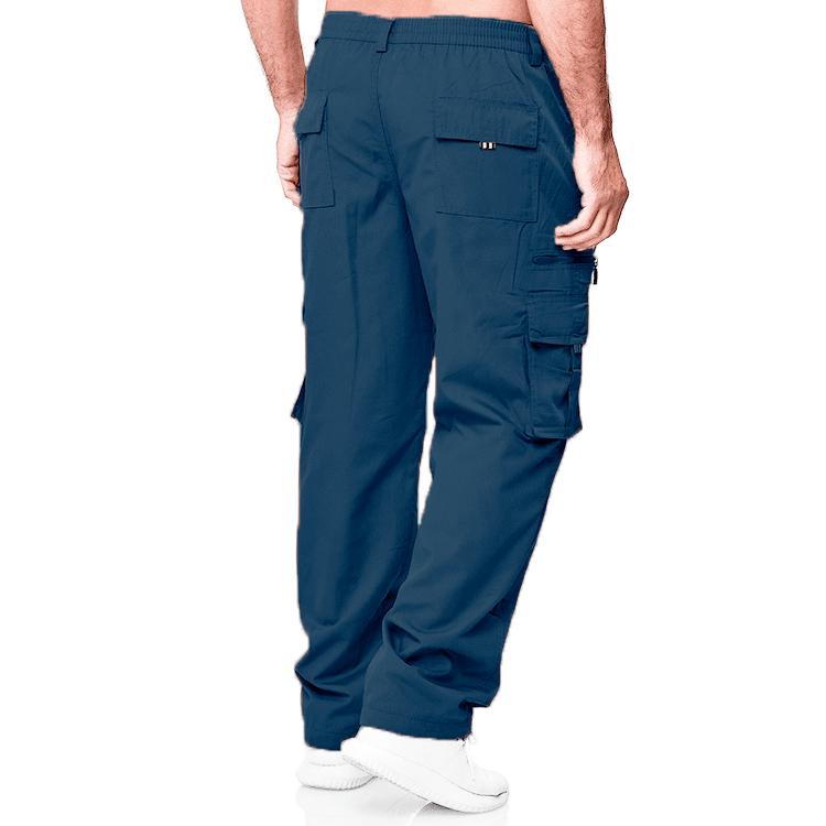Men's Spring and Autumn Solid Straight Legged Cargo Pants Casual Multi-Pocket Long Pants Loose Fit Outdoor Fitness Trousers