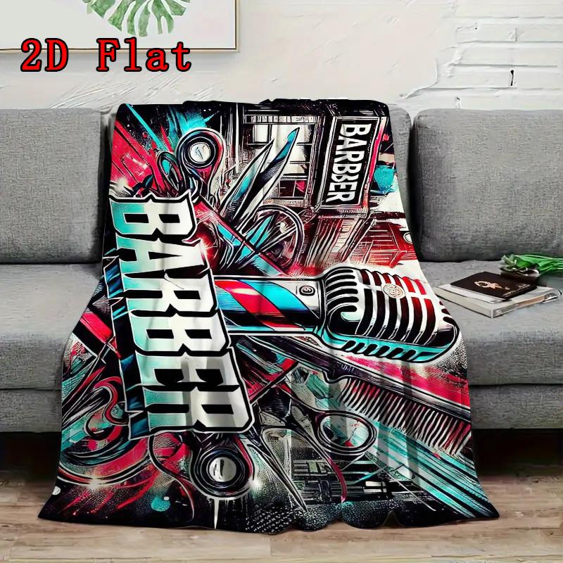 Barber shop 2D Flat Pattern Flannel Blanket High quality All Seasons Warmth and Comfort Perfect for Christmas Gifts.MMT0918407