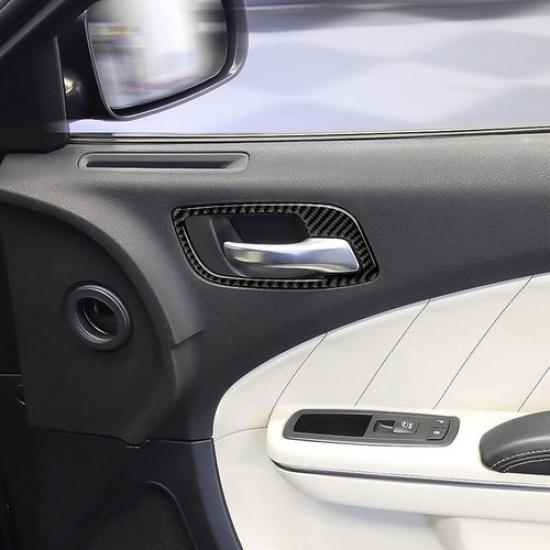 4Pc Carbon Fiber Interior Door Handle Cover Trim For Dodge Charger 2015 16-2022