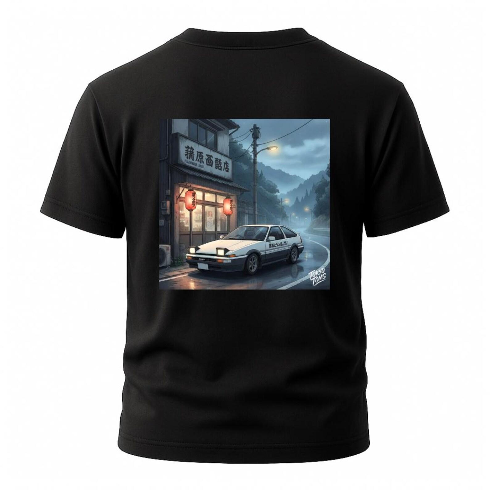 Initial D AE86 T-Shirt - Fujiwara smoke mist JDM Car Tee, Vintage Manga Anime Drift Gift, Preshrunk Cotton Streetwear Shirt, Drifting Tee 3XL
