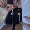 Korean Y2K Star Heart Tassel Earrings Zircon Cross Star Love Opal Drop Earring Elegant Aesthetic Rhinestone Heart Dangle Earring