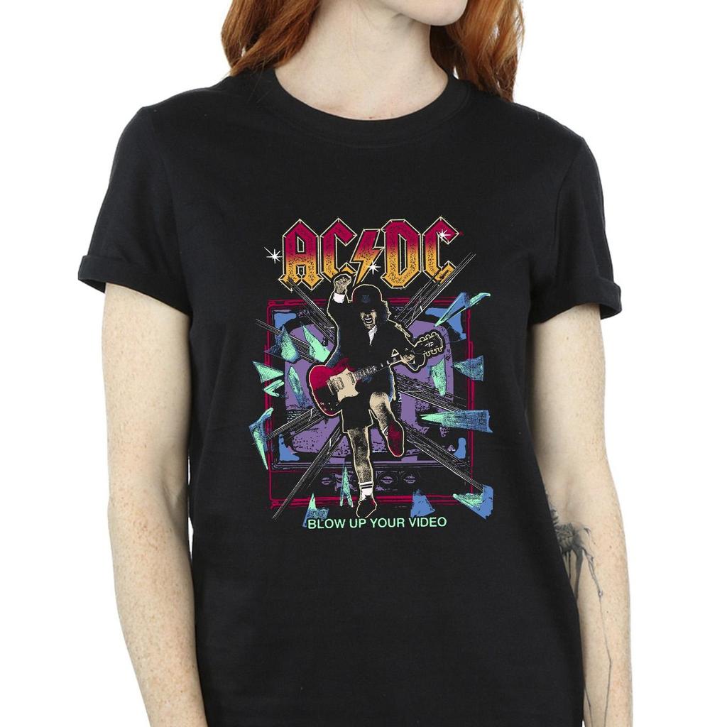 ACDC Womens/Ladies Blow Up Your Video Jump Cotton Boyfriend T-Shirt