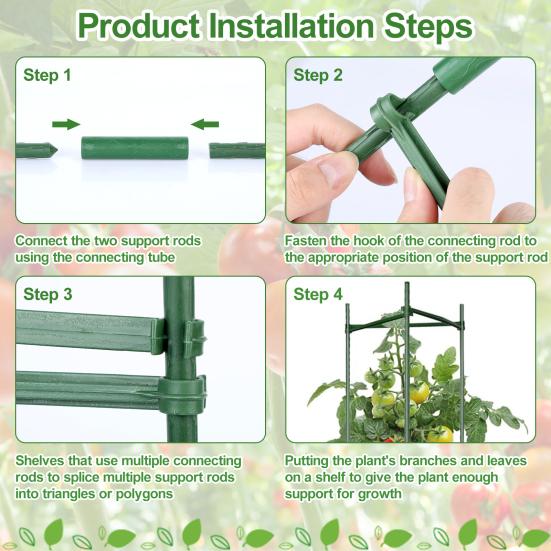 12 Pack Tomato Cage, Garden Plant Support, Up to 48inch Garden Stakes Tomato Trellis for Potted Plants, Tomato Cages Plant Stakes for Climbing