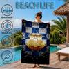 Fc Crest Design Printed Microfiber Beach Towel, Soft And Absorbent, Quick-Dry, Ideal for Summer Travel, Beach Essential, Swimming Pool