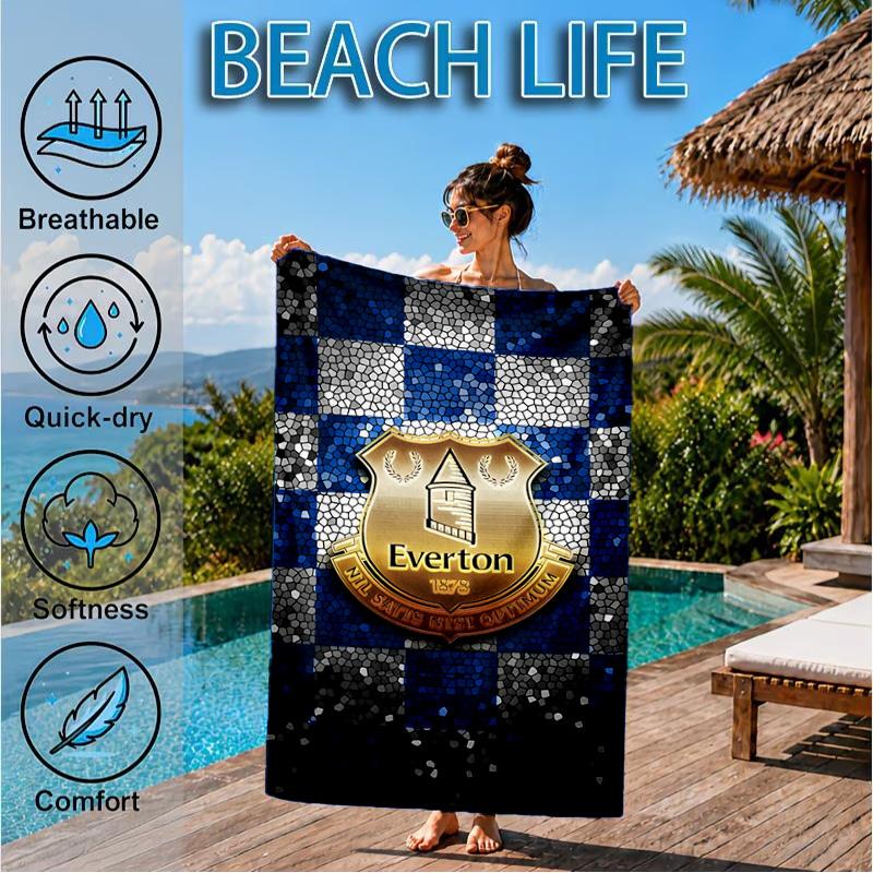 Fc Crest Design Printed Microfiber Beach Towel, Soft And Absorbent, Quick-Dry, Ideal for Summer Travel, Beach Essential, Swimming Pool