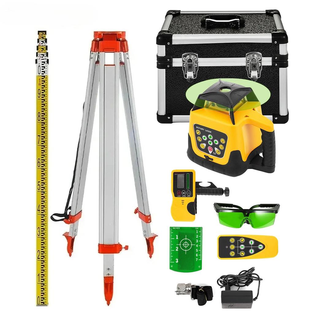 Laser Level 360 Rotary Auto Self-Leveling ±5 Degrees W/ Tripod & Staff Nivel Laser Construction Tools for Outdoor Industry