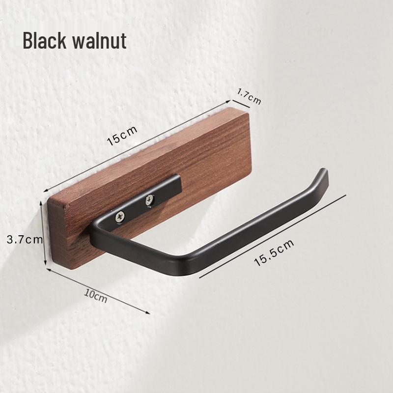 

Black Walnut Wood Toilet Paper Holder with Storage Rack - Wall-Mounted Tissue Dispenser for Bathroom and Hotel Use