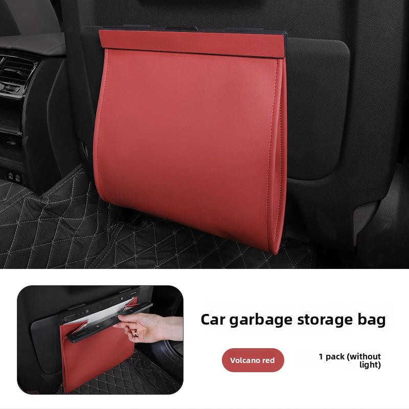 Car Leather Garbage Bags, Rear Seat Backrest Hanging Magnetic Absorption for Car Interior Cleaning Supplies