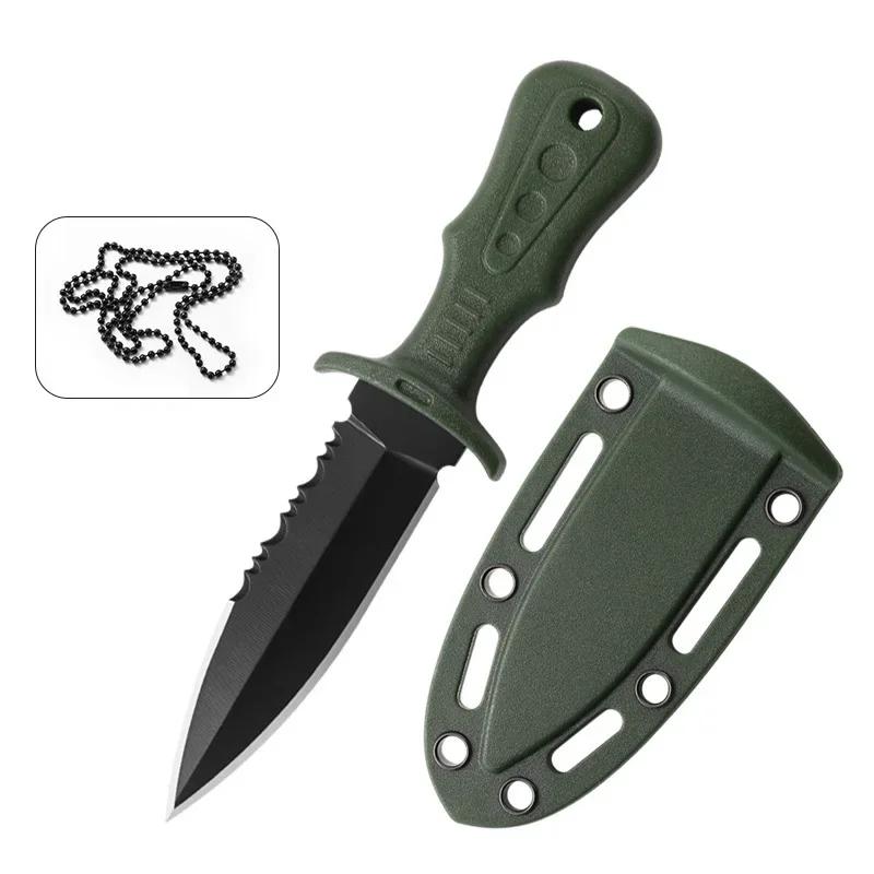 Multifunctional Mini Tactical Neck Knife Keychain with Sheath Portable Small Necklace Key Chain Outdoor Camping Survival Tool