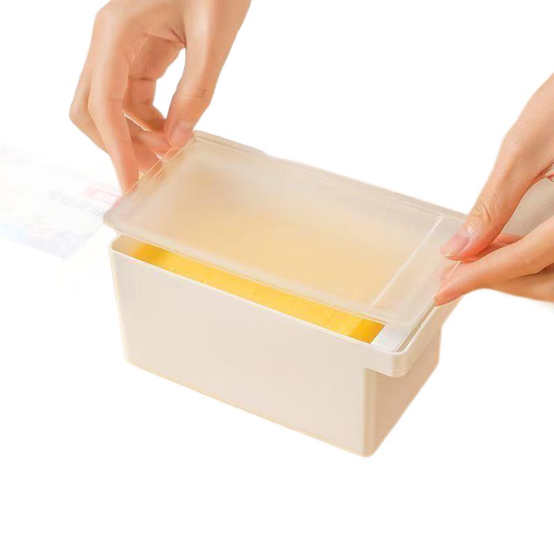 Japanese-Style Cheese Storage Box with Butter Cutter and Lid for Refrigerator