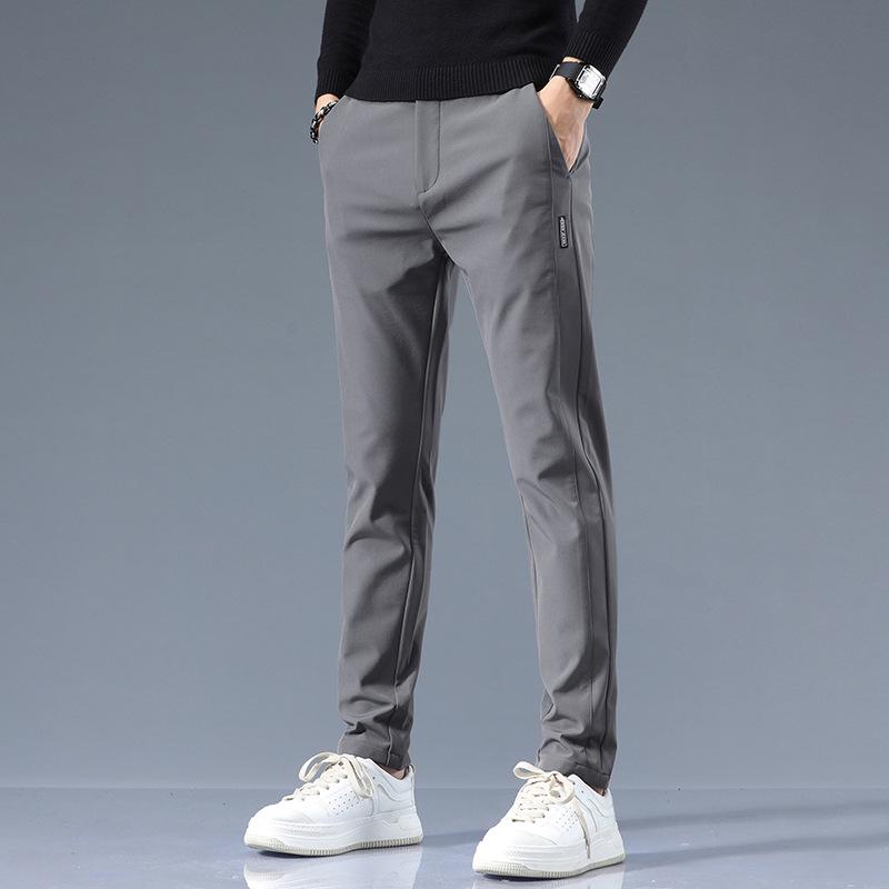 Men's Slim Fit Straight Leg Casual Pants – Elastic, Smooth, Versatile for Autumn and Winter