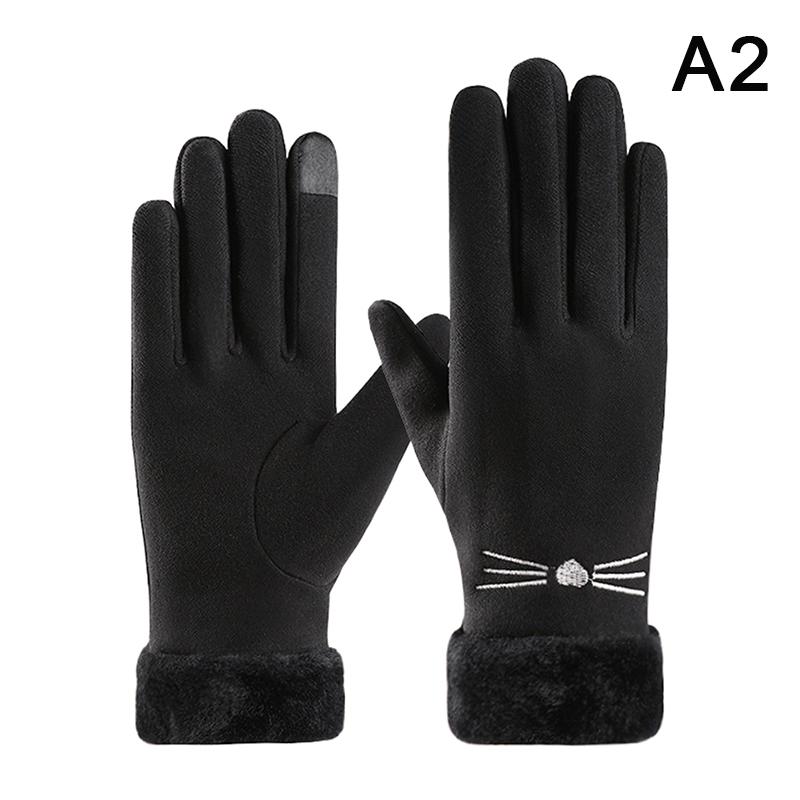 

Cute Women S Gloves Warm Autumn Winter Cycling Outdoor Sport Windproof Gloves Embroidery Touchscreen Full Finger Gloves A2