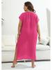 Plus Size Hand-Crocheted Color Block Deep V Slit Beach Cover-Up Dress